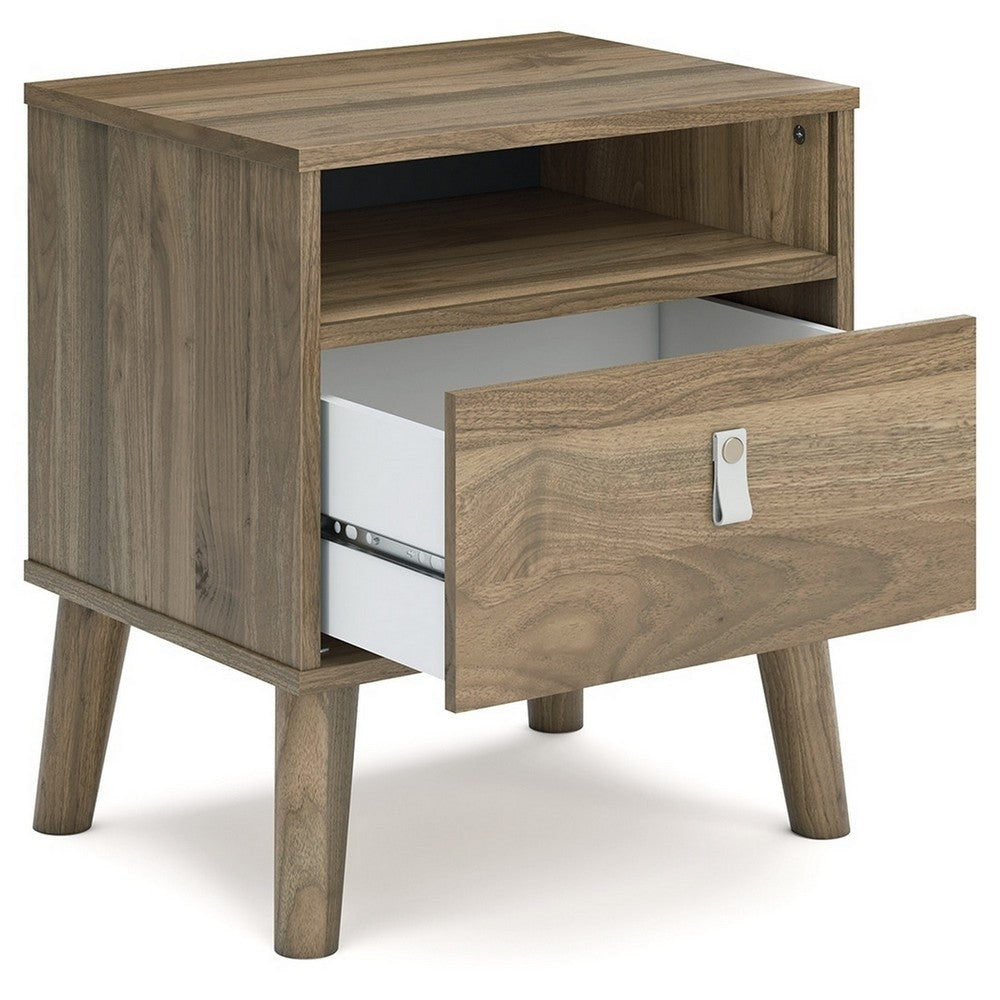 Luna 22 Inch Wood Nightstand 1 Shelf 1 Drawer Rich Light Brown Finish By Casagear Home BM283317