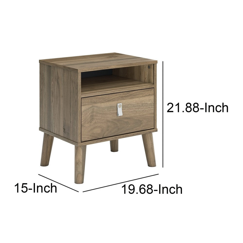 Luna 22 Inch Wood Nightstand 1 Shelf 1 Drawer Rich Light Brown Finish By Casagear Home BM283317