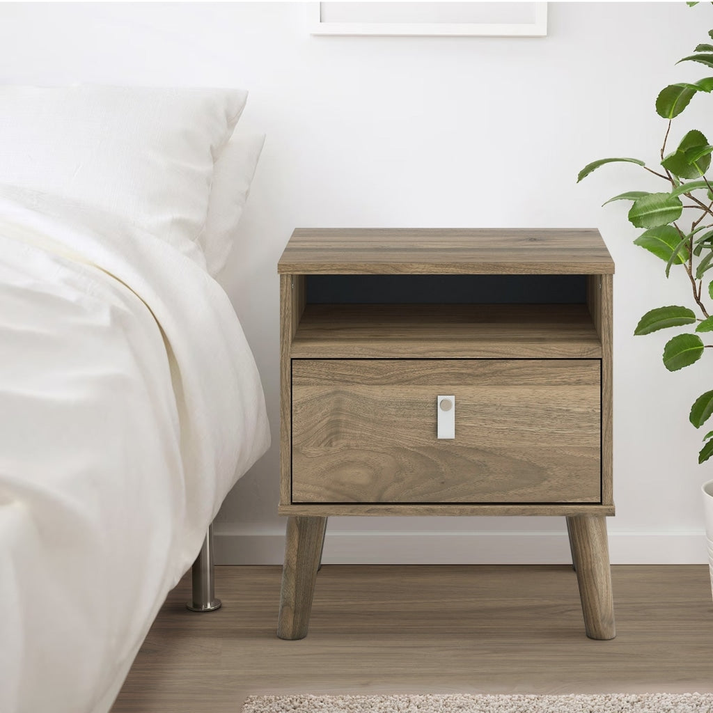 Luna 22 Inch Wood Nightstand 1 Shelf 1 Drawer Rich Light Brown Finish By Casagear Home BM283317