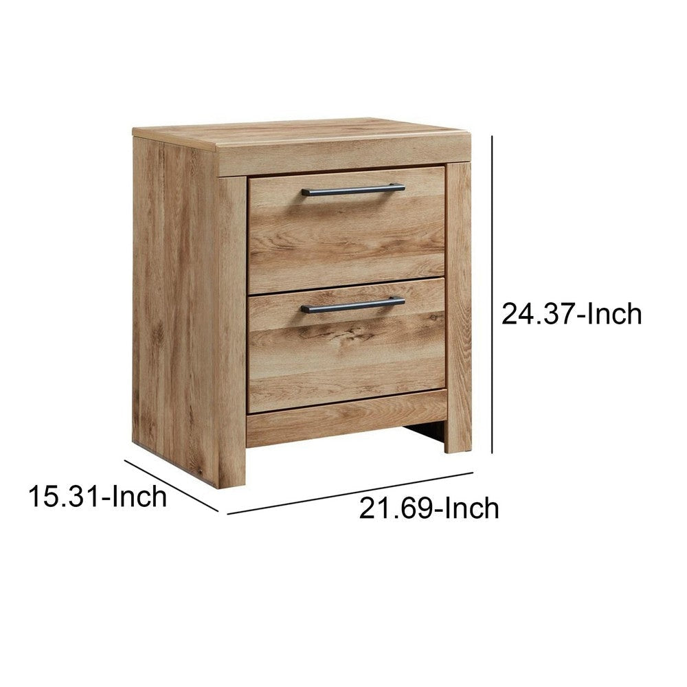 Amy 24 Inch Modern Wood Nightstand 2 Drawers 2 USB Ports Natural Brown By Casagear Home BM283332