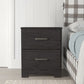 Wren 24 Inch Modern Rustic Wood Nightstand, 2 Drawers, Oak Grain, Black By Casagear Home