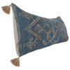 16 x 36 Accent Lumbar Pillow Down Blue Wool Jute Woven Details Tassels By Casagear Home BM283440