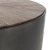 Jenny 39 Inch Wood Round Drum Coffee Table Metal Panels Black By Casagear Home BM283509