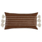 Karen 14 x 26 Lumbar Throw Pillow, Tassels, Dark Brown with White Stripes By Casagear Home