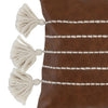 Karen 14 x 26 Lumbar Throw Pillow Tassels Dark Brown with White Stripes By Casagear Home BM283650