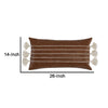 Karen 14 x 26 Lumbar Throw Pillow Tassels Dark Brown with White Stripes By Casagear Home BM283650