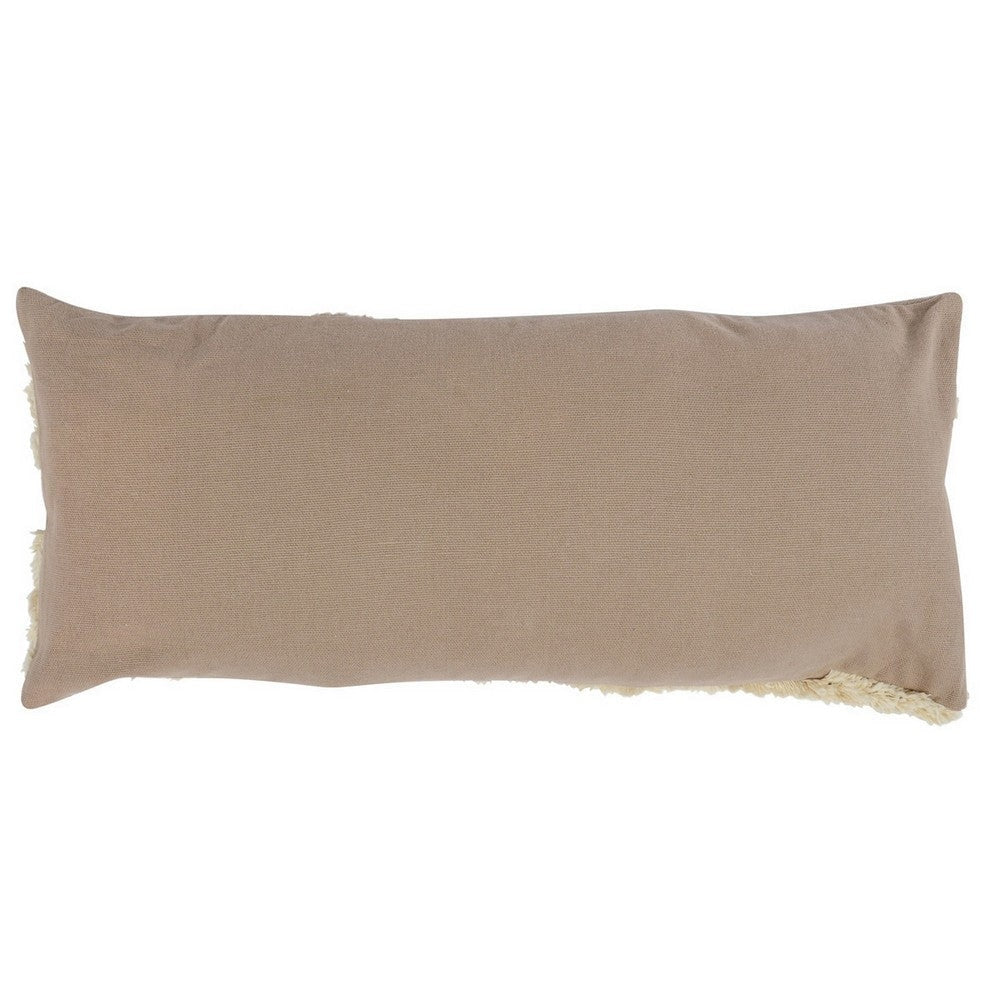 16 x 36 Rectangular Cotton Accent Throw Pillow Shaggy Textured Brown By Casagear Home BM283660