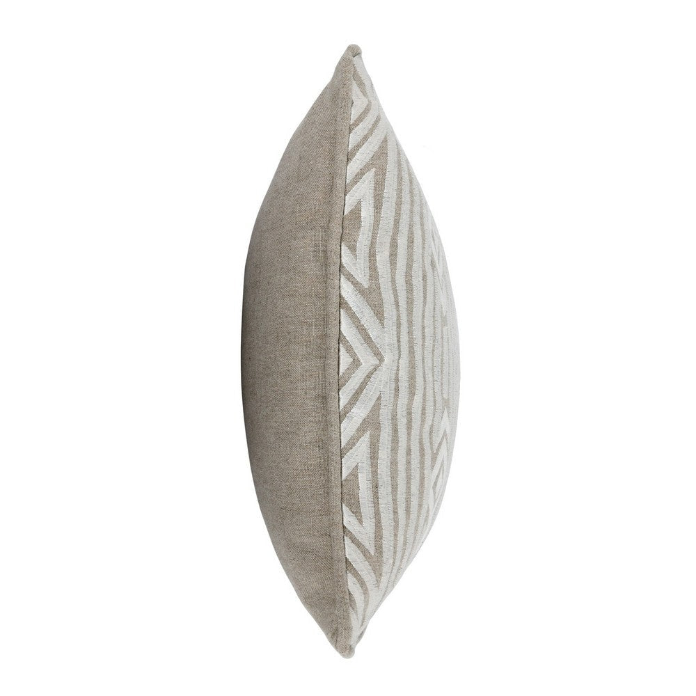 12 x 16 Square Linen Accent Throw Pillow Tribal Accent Piped Edges Ivory By Casagear Home BM283664