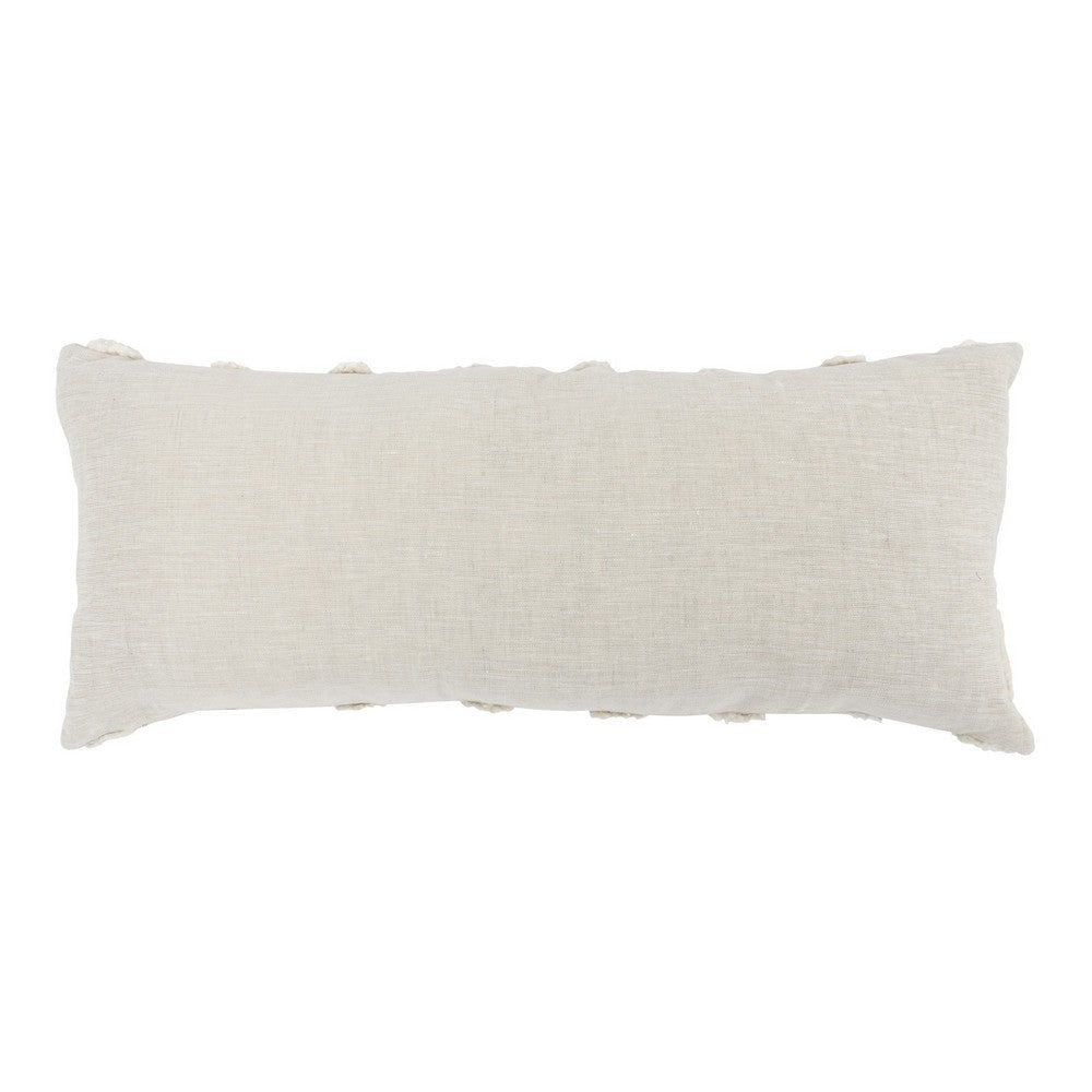 16 x 36 Lumbar Linen Accent Throw Pillow Tufted Diamonds Ivory White By Casagear Home BM283668