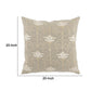 20 Inch Square Linen Accent Throw Pillow Foil Design Floral Beige Gold By Casagear Home BM283670