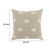 20 Inch Square Linen Accent Throw Pillow Foil Design Floral Beige Gold By Casagear Home BM283670