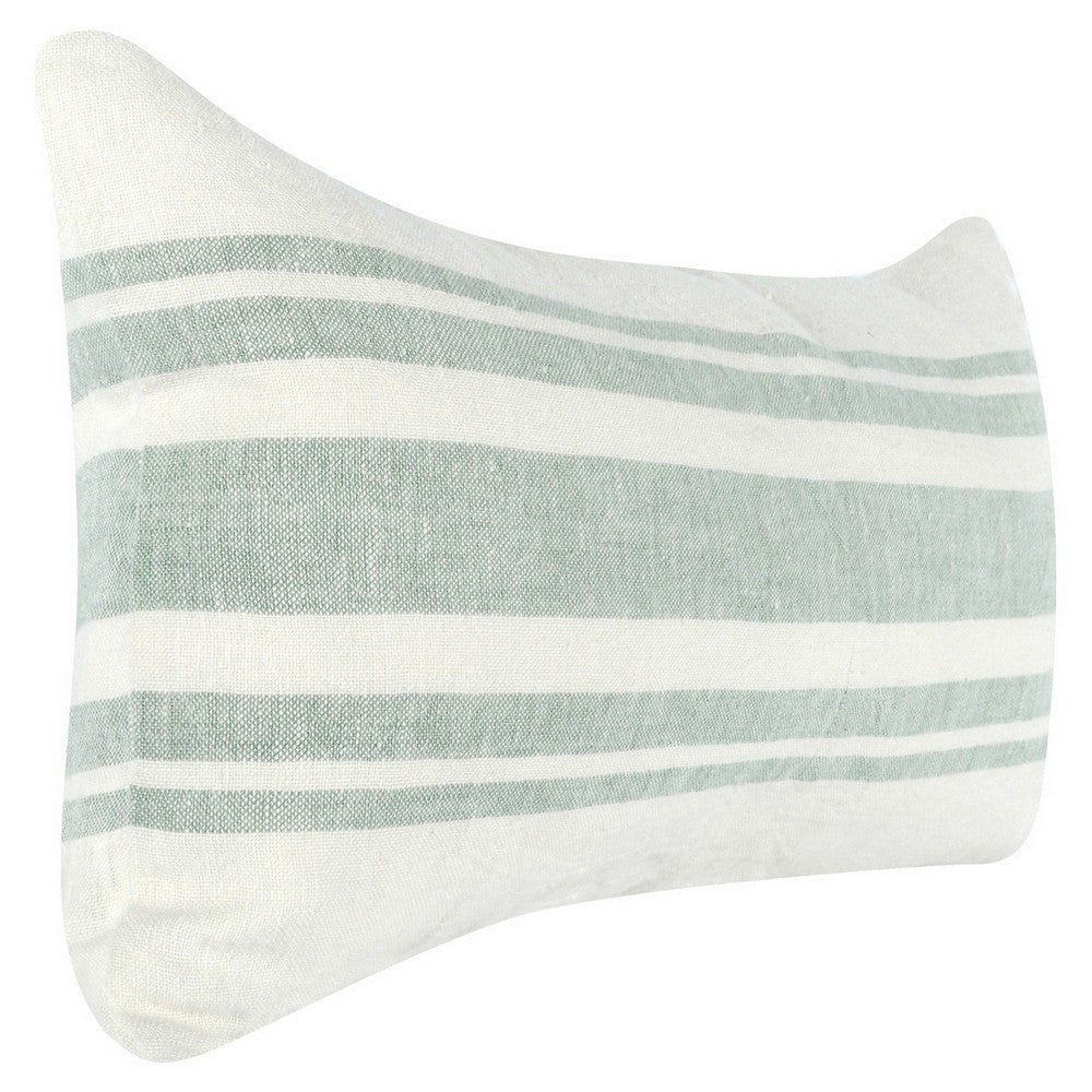 14 x 26 Accent Lumbar Throw Pillow Stripe Design Eucalyptus White Green By Casagear Home BM283688