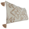 16 x 36 Lumbar Throw Pillow Diamond Jute Cotton Cover Tassels Brown By Casagear Home BM283697