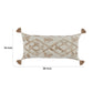 16 x 36 Lumbar Throw Pillow Diamond Jute Cotton Cover Tassels Brown By Casagear Home BM283697