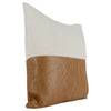 20 x 20 Throw Pillow Genuine Leather Cover Dual Tone Brown and White By Casagear Home BM283701