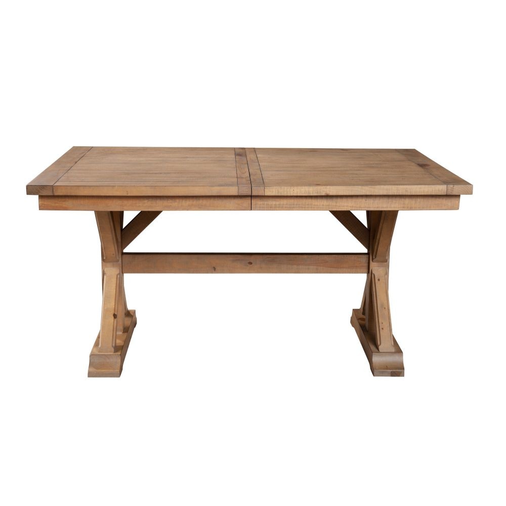 Tess 78 Inch Dining Table Extendable Leaf Trestle Base Natural Brown By Casagear Home BM283849