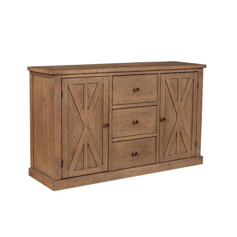 Tess 60 Inch Sideboard Buffet Cabinet Console, 3 Drawers, 2 Doors, Brown By Casagear Home