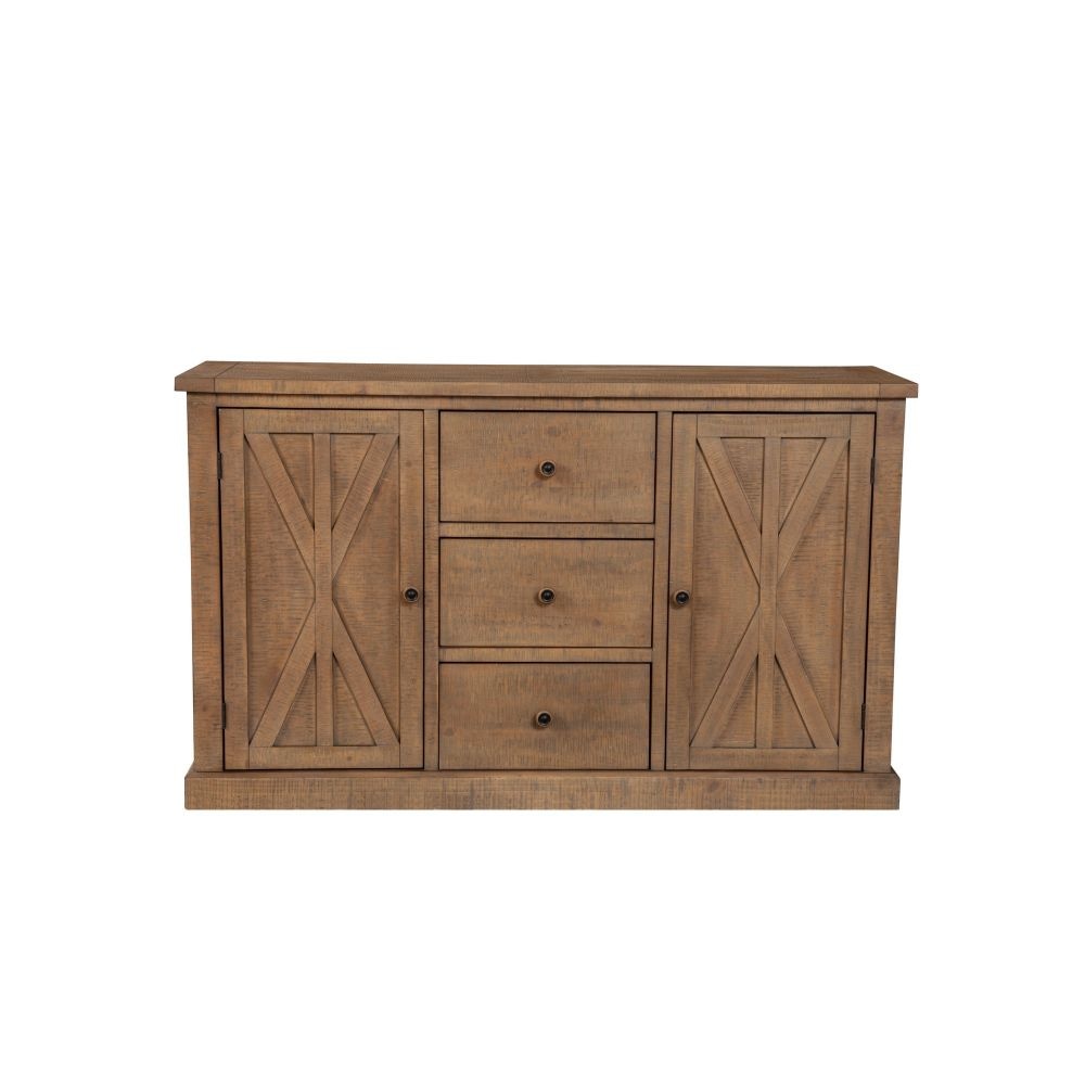 Tess 60 Inch Sideboard Buffet Cabinet Console 3 Drawers 2 Doors Brown By Casagear Home BM283852