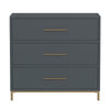 Max 36 Inch 3 Drawer Small Dresser Chest Brass Metal Frame Slate Gray By Casagear Home BM283860