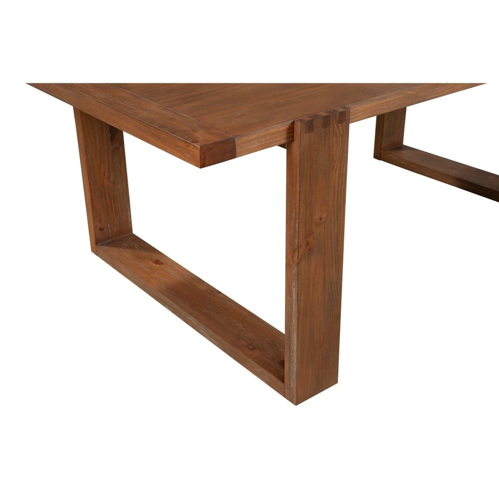 Paige 84 Inch Dining Table Solid Wood Sled Design Base Natural Brown By Casagear Home BM283865