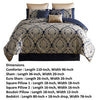 Nova 10 Piece Polyester King Comforter Set Gold Damask Print Navy Blue By Casagear Home BM283872