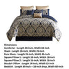 Nova 9 Piece Polyester Queen Comforter Set Gold Damask Print Navy Blue By Casagear Home BM283873