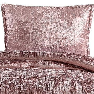 Jay 2 Piece Twin Comforter Set Polyester Velvet Deluxe Texture Pink By Casagear Home BM283887