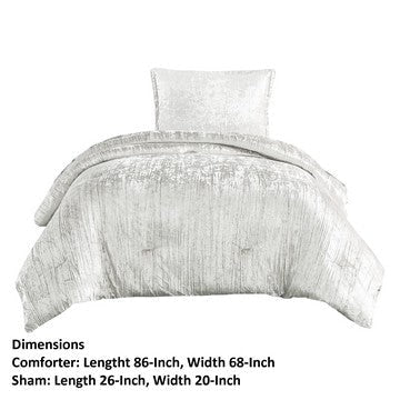 Jay 2 Piece Twin Comforter Set Polyester Velvet Deluxe Texture White By Casagear Home BM283889