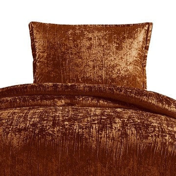 Jay 2 Piece Twin Comforter Set Copper Polyester Velvet Deluxe Texture By Casagear Home BM283898