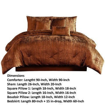 Jay 7 Piece Queen Comforter Set Polyester Velvet Deluxe Texture Copper By Casagear Home BM283899