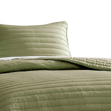 Cabe 3 Piece Queen Comforter Set Polyester Puffer Channel Quilted Green By Casagear Home BM283910