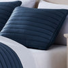 Cabe 3 Piece Queen Comforter Set Polyester Puffer Channel Quilt Navy Blue By Casagear Home BM283912