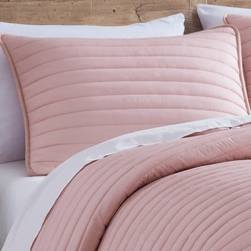 Cabe 3 Piece Queen Comforter Set Polyester Puffer Channel Quilt Rose Pink By Casagear Home BM283914