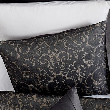 Pixie 9 Piece Polyester King Comforter Set Damask Pattern Charcoal Gray By Casagear Home BM283918