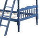 Alice Classic Twin Bunk Bed with Ladder Guard Rail Carved Legs Blue By Casagear Home BM284021