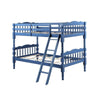 Alice Classic Twin Bunk Bed with Ladder, Guard Rail, Carved Legs, Blue By Casagear Home