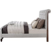 Liza Wood Modern King Size Bed Button Tufted Brown Frame Beige Fabric By Casagear Home BM284030