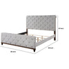 Liza Wood Modern King Size Bed Button Tufted Brown Frame Beige Fabric By Casagear Home BM284030