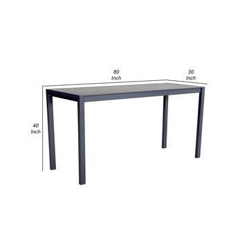 Carlo 80 Inch Outdoor Bar Table Cast Aluminum Powder Coated Slate Gray By Casagear Home BM284156