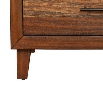 Paul 35 Inch Small Dresser Chest 3 Drawers Metal Bar Handles Warm Brown By Casagear Home BM284272