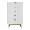 Beth 48 Inch 5 Drawer Tall Dresser Chest White Mahogany Wood Gold By Casagear Home BM284274