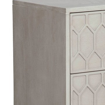 Rue 26 Inch 2 Drawer Nightstand Textured Honeycomb Design Light Gray By Casagear Home BM284279