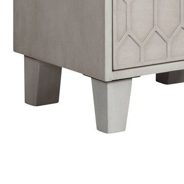 Rue 26 Inch 2 Drawer Nightstand Textured Honeycomb Design Light Gray By Casagear Home BM284279