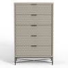 Rexi 48 Inch 5 Drawer Tall Dresser Chest Honeycomb Texture Taupe Gray By Casagear Home BM284283