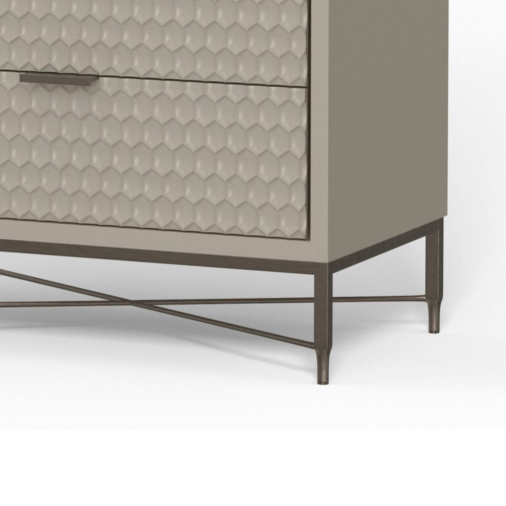 Rexi 48 Inch 5 Drawer Tall Dresser Chest Honeycomb Texture Taupe Gray By Casagear Home BM284283