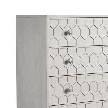 Rue 48 Inch 5 Drawer Dresser Chest Textured Honeycomb Design Light Gray By Casagear Home BM284298