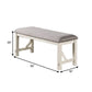 Lexi 50 Inch Dining Bench Fabric Padded Seat Rubberwood Gray and White By Casagear Home BM284313