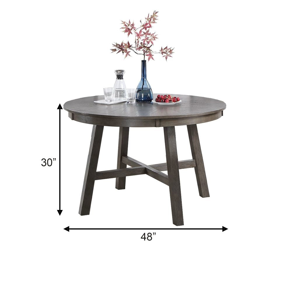 Lexi 48 Inch Classic Minimalist Round Dining Table Rubberwood Dark Gray By Casagear Home BM284314