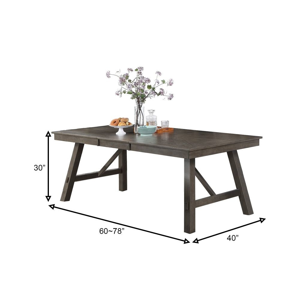 Lexi 78 Inch Classic Dining Table Rubberwood Extendable Leaf Dark Brown By Casagear Home BM284315