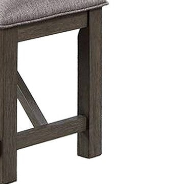 Lexi 50 Inch Dining Bench Fabric Padded Seat Rubberwood Gray Dark Brown By Casagear Home BM284317